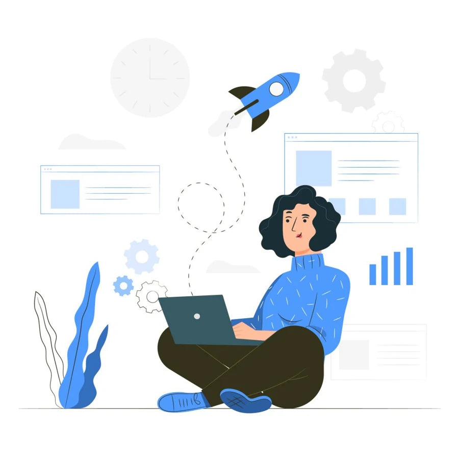 Ilustrație despre dezvoltarea unui proiect online